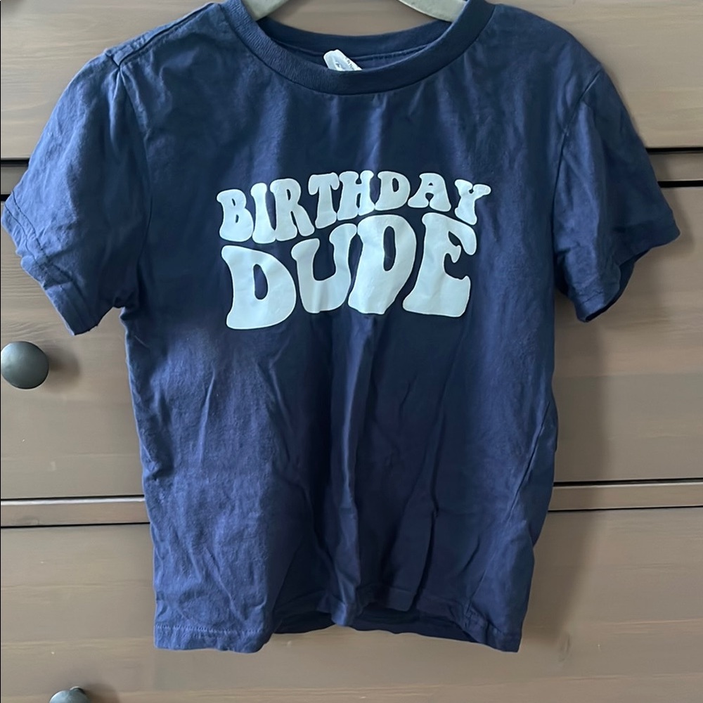 Kids Navy Blue 'Birthday Dude' T-Shirt